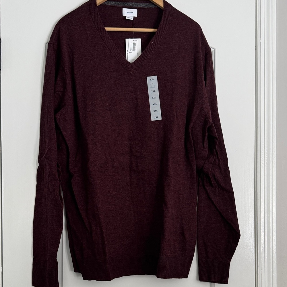 New w/ Tag OLD NAVY MEN’S PLUM V-NECK SWEATER SIZE XXL
